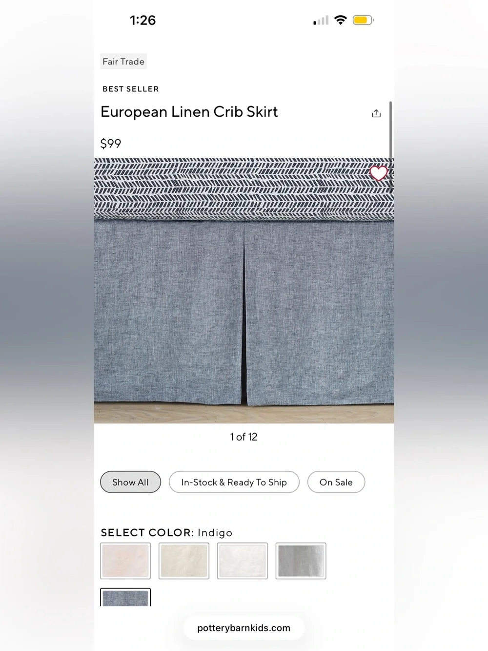 Pottery Barn Kids European Linen Crib Sheet in Indigo - NWT! best seller!